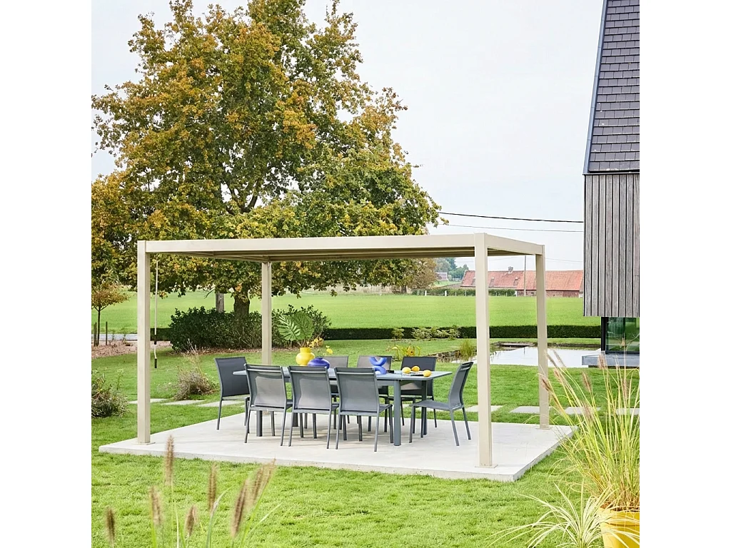 Pérgola bioclimática 3x4m de aluminio y acero con lamas orientables