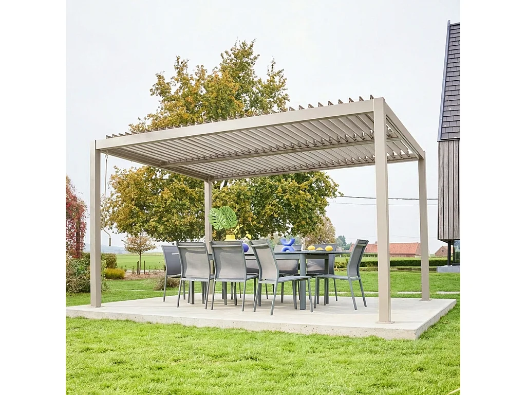 Pérgola bioclimática 3x4m de aluminio y acero con lamas orientables