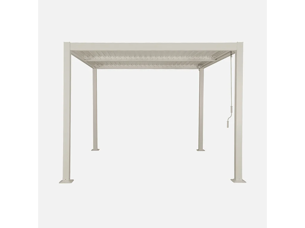 Pérgola bioclimática 3x3m de lamas de aluminio y acero beige