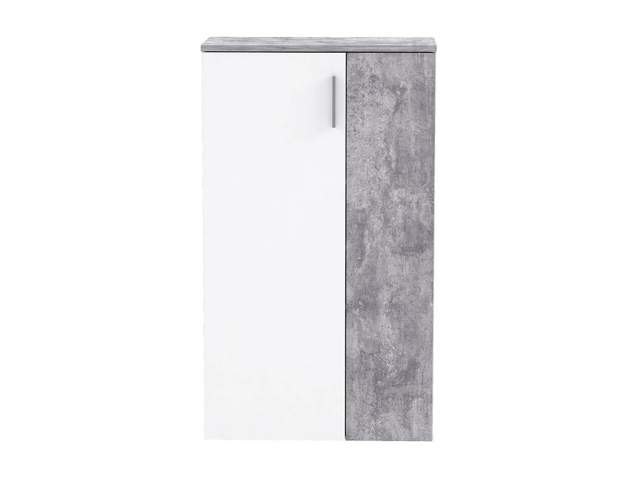 Mobile Portascarpe Contemporaneo Bianco Opaco ed Effetto Cemento Grigio Chiaro - 18 Paia - Design Europeo