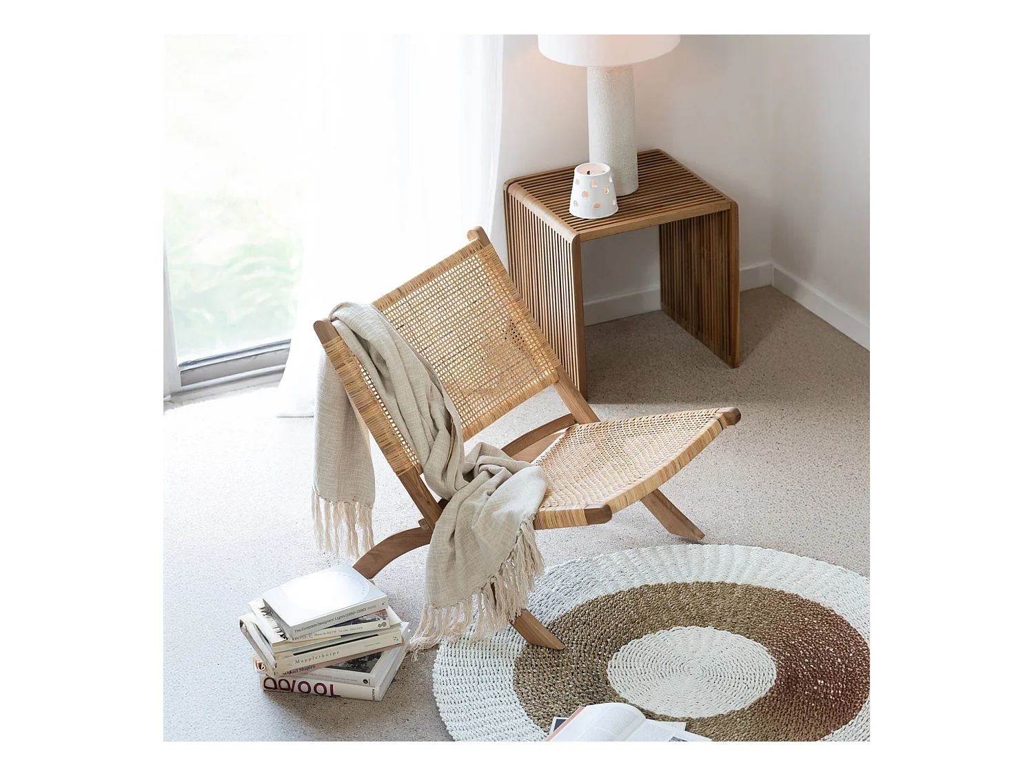 Fauteuil Pliant en Teck "Moises" 78cm Naturel