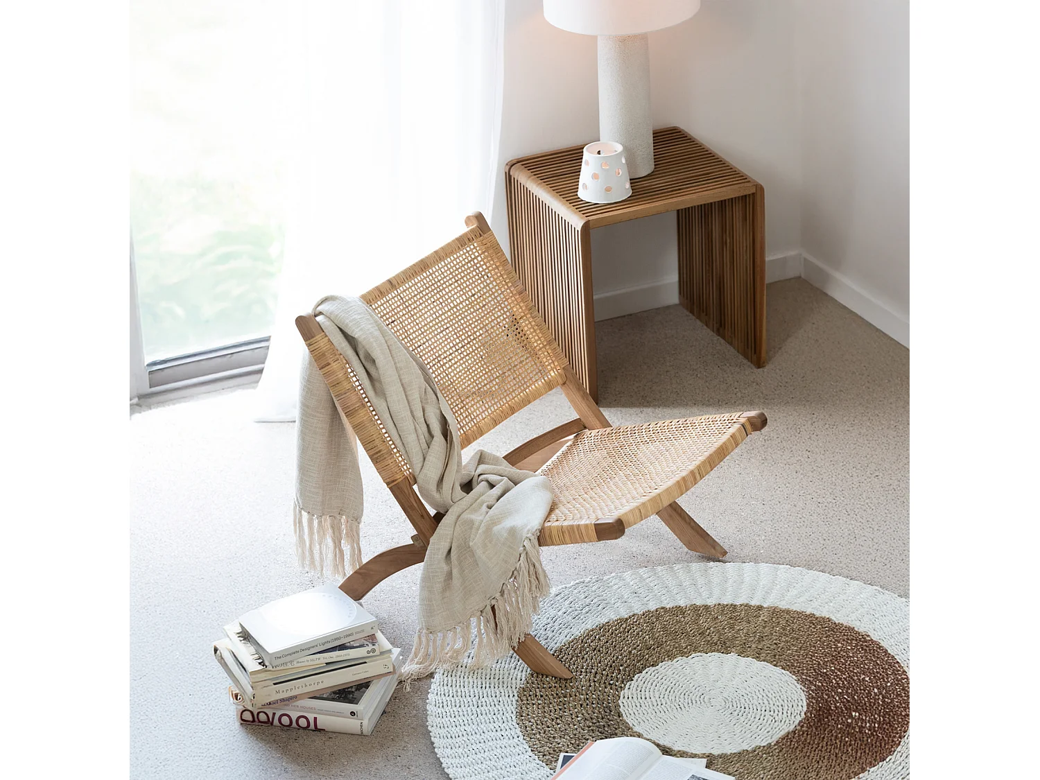 Fauteuil Pliant en Teck "Moises" 78cm Naturel