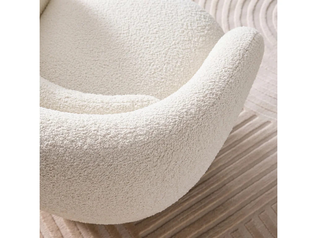 Fauteuil pivotant. rotatif 360° en tissu avec coussin crème - L 76 x P 76 x H 76.5cm - Elias
