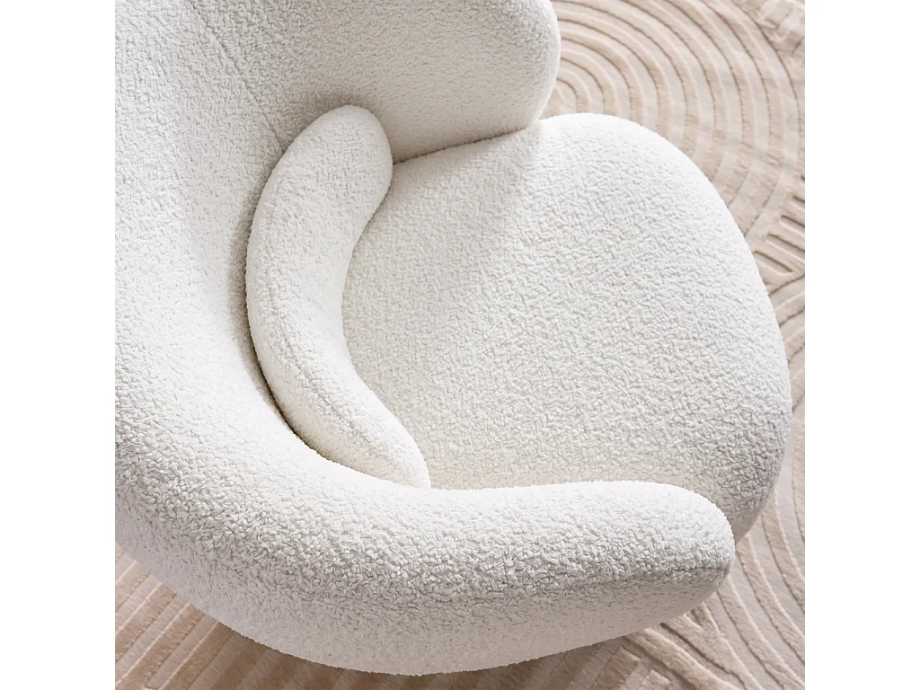Fauteuil pivotant. rotatif 360° en tissu avec coussin crème - L 76 x P 76 x H 76.5cm - Elias