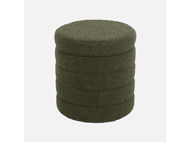 Taburete baúl borreguito verde kaki