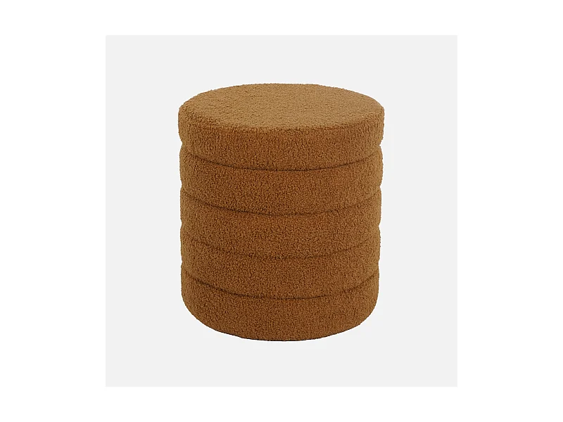 Tabouret en bouclettes rouille avec coffre de rangement intégré