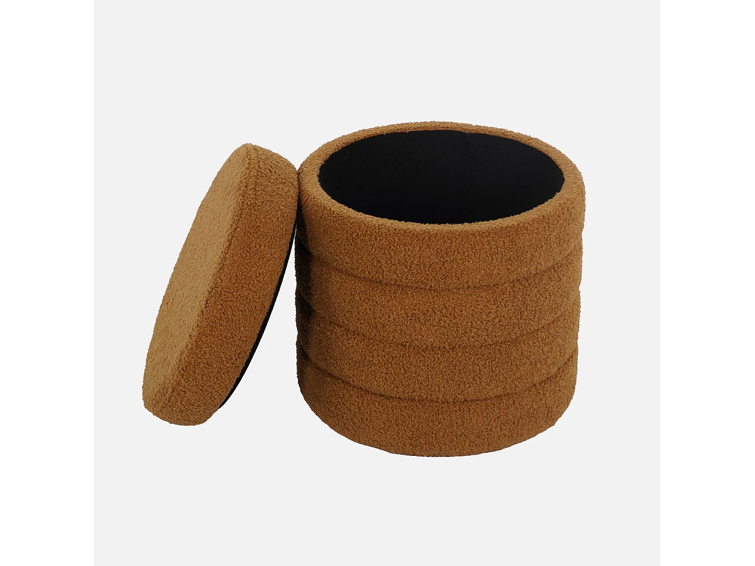 Sgabello con vano bouclé, color ruggine