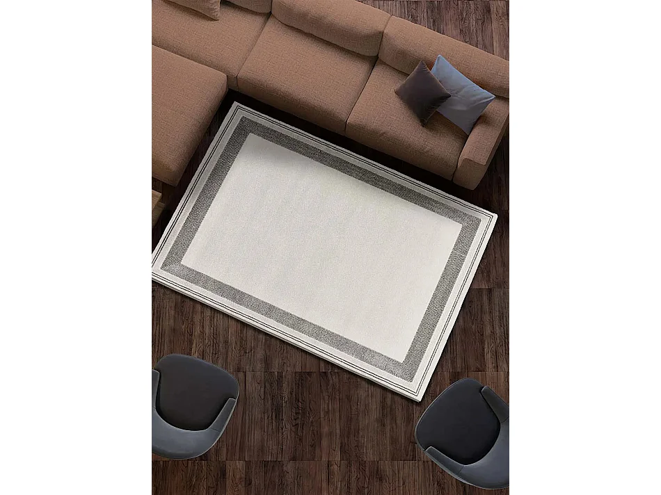 Tapis intérieur - moderne - blanc / noir - 140 x 200 cm - MARCO