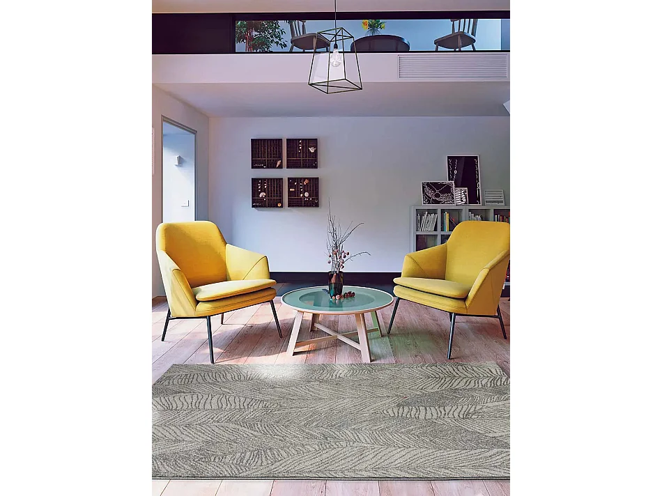Tapis intérieur - floral - gris - 140 x 200 cm - HOJAS SUNSET
