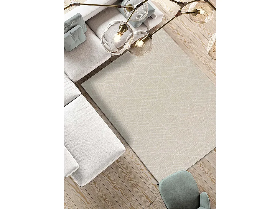 Tapete interior - geométrico em relevo - branco / creme - 140 x 200 cm - SENSATION GEOM