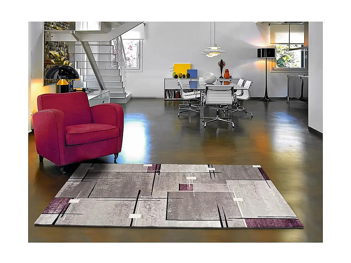 Tapis intérieur - géométrique - lilas / gris - 200 x 290 cm - DETROIT