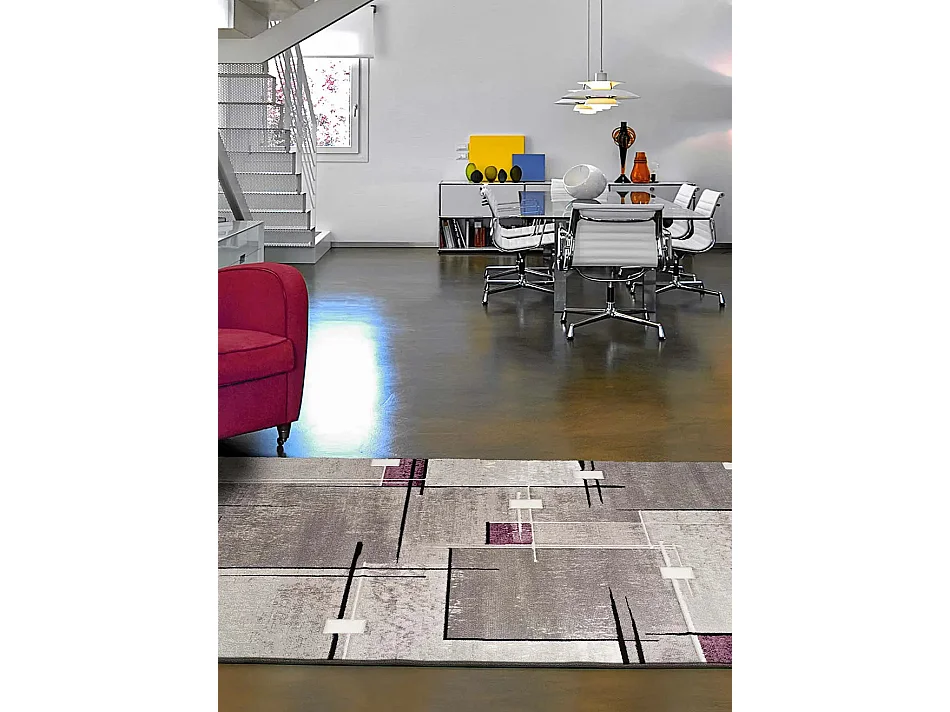 Tapis intérieur - géométrique - lilas / gris - 200 x 290 cm - DETROIT