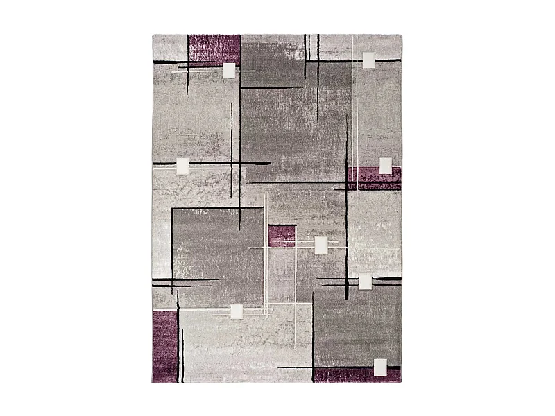 Kurzflorteppich - geometrisch - flieder / grau - 200x290 cm - DETROIT