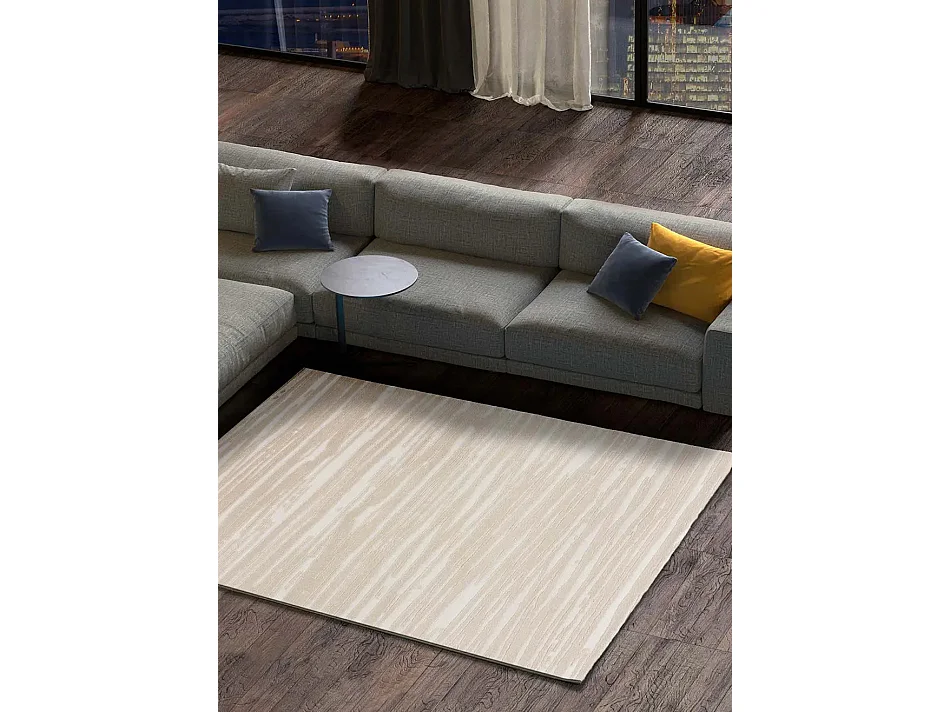 Tapis intérieur - abstrait avec relief - blanc / crème - 140 x 200 cm - SENSATION LIN