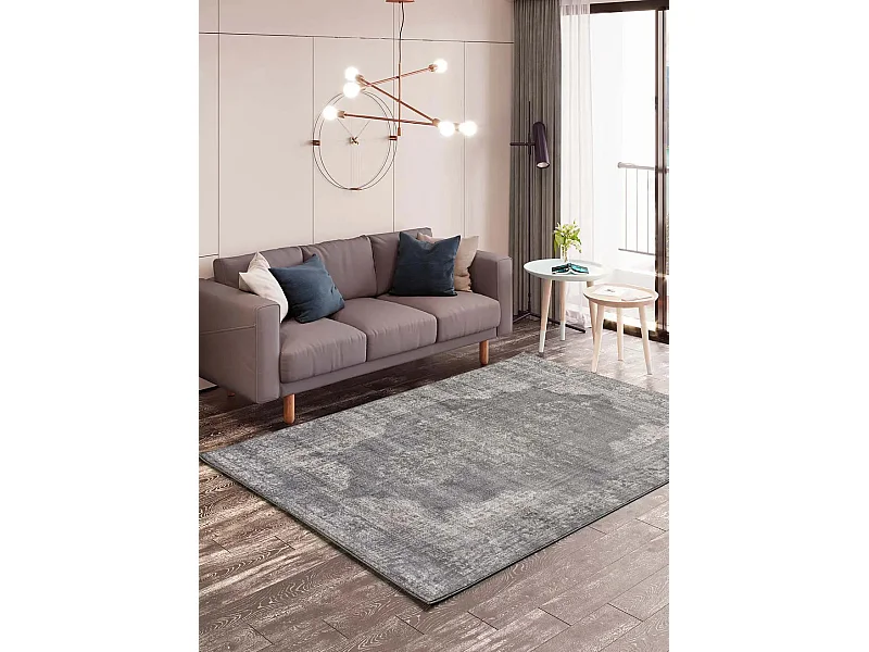 Tapis intérieur - vintage - gris - 120 x 170 cm - LARA VINTAGE