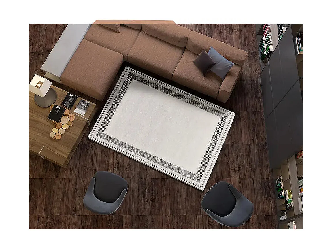 Tapis intérieur - moderne - blanc / noir - 80 x 150 cm - MARCO