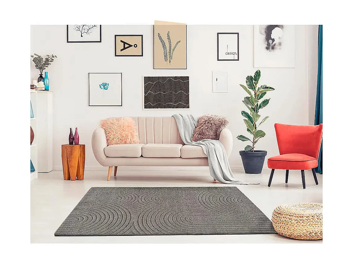 Laagpolig tapijt - scandinavisch met reliëf - grijs - 160x230 cm - LINA