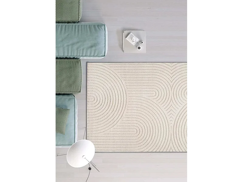 Laagpolig tapijt - scandinavisch met reliëf - wit - 80x150 cm - LINA