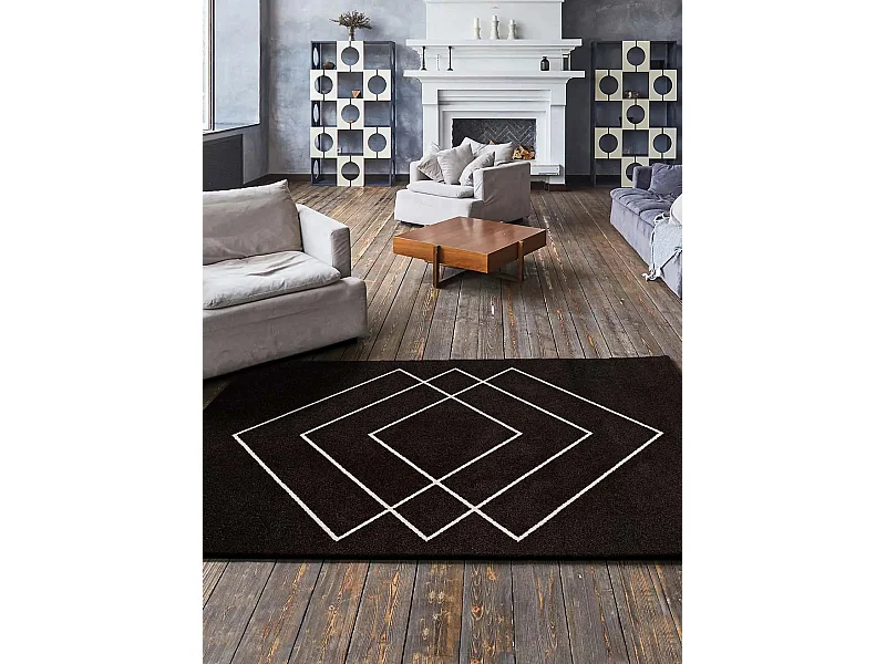 Tapis intérieur - géométrique - noir - 190 x 280 cm - BREDA