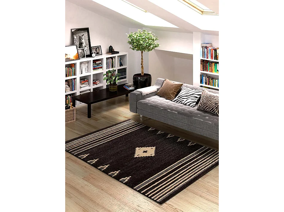 Tapis intérieur - ethnique - anthracite - 140 x 200 cm - NEW YORK