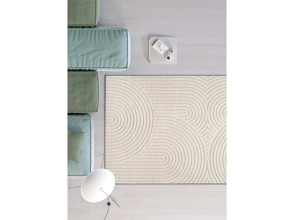 Tapis intérieur - scandinave avec relief - blanc - 160 x 230 cm - LINA
