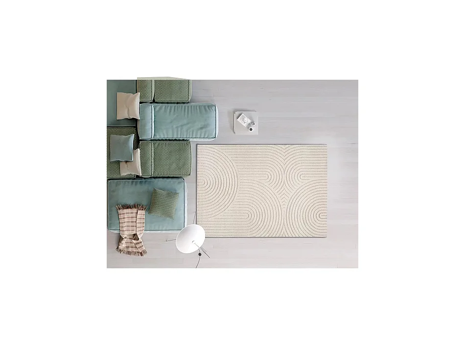 Tapis intérieur - scandinave avec relief - blanc - 160 x 230 cm - LINA