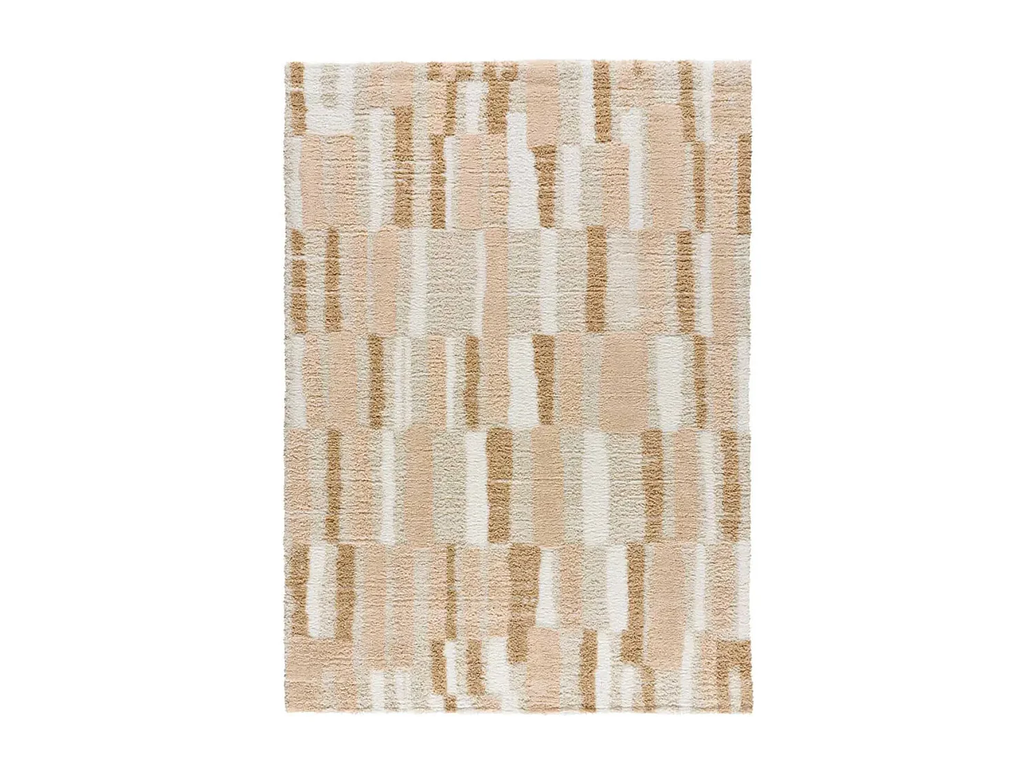 Tapis intérieur - shaggy géométrique - beige - 80 x 150 cm - SERENE TERRA