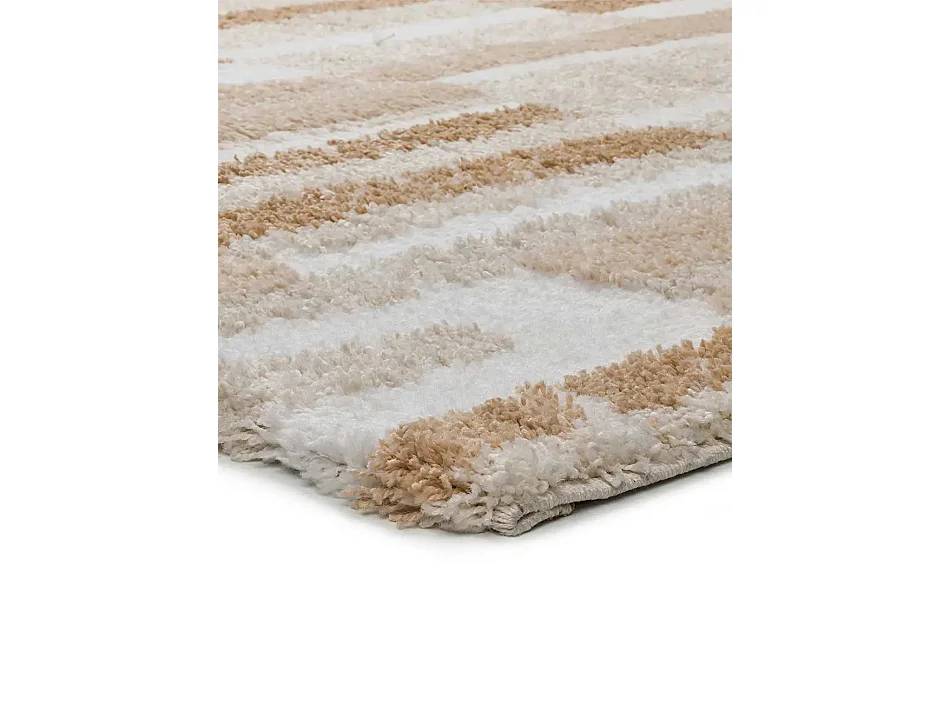 Tapis intérieur - shaggy géométrique - beige - 80 x 150 cm - SERENE TERRA