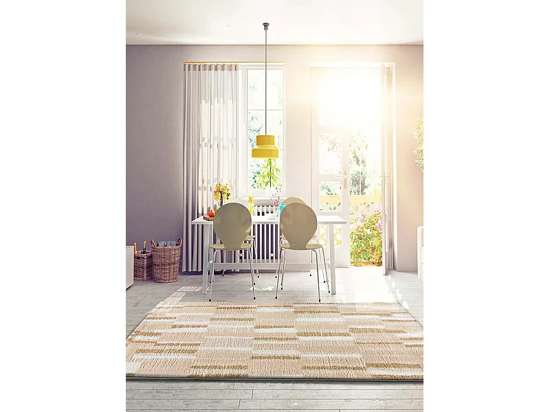 Hochflorteppich - geometrisch shaggy - beige - 160x230 cm - SERENE TERRA