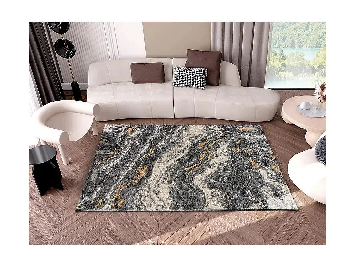 Tapis intérieur - effet marbre - gris - 140 x 200 cm - MARMOL ONDA
