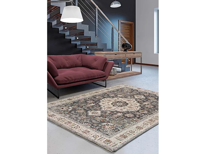Tapis intérieur - vintage - gris - 120 x 170 cm - KESHAN