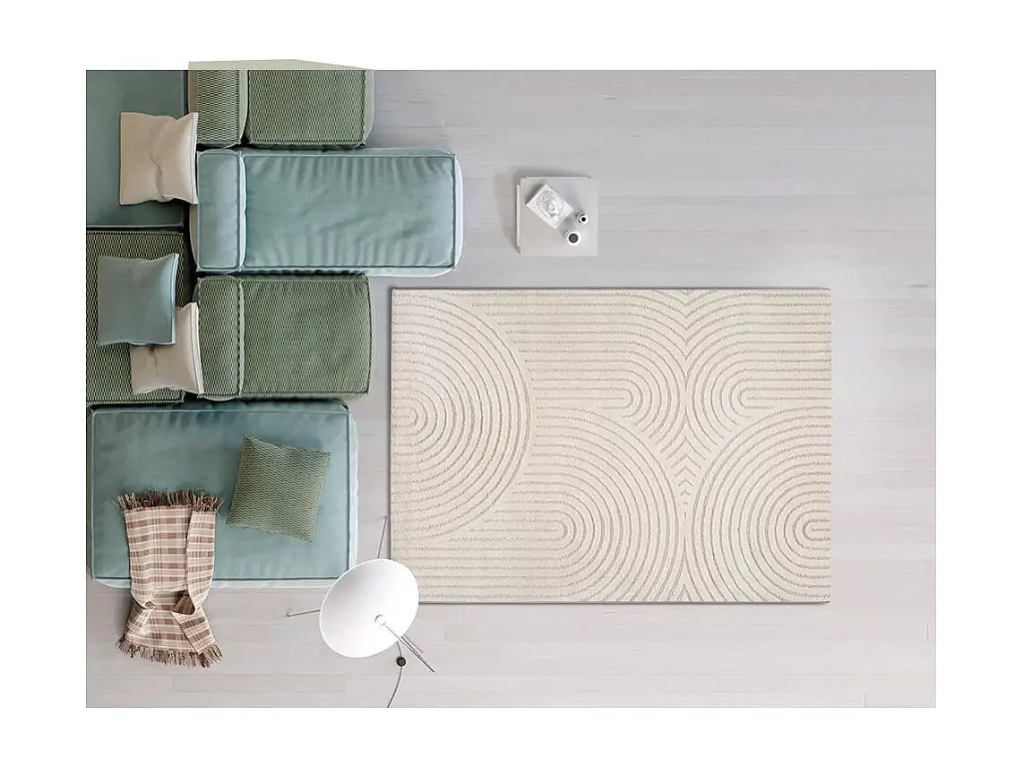 Laagpolig tapijt - scandinavisch met reliëf - wit - 200x290 cm - LINA