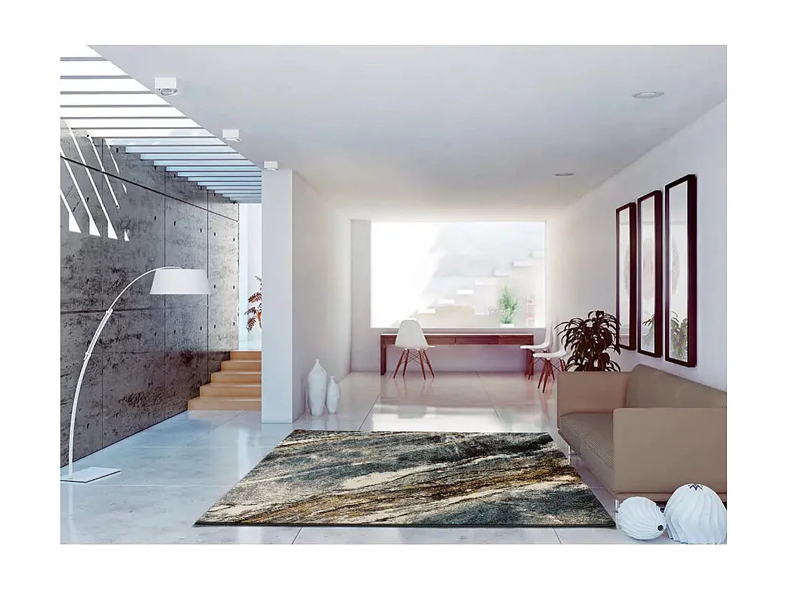 Tapis intérieur - effet marbre - gris - 80 x 150 cm - MARMOL MADERA