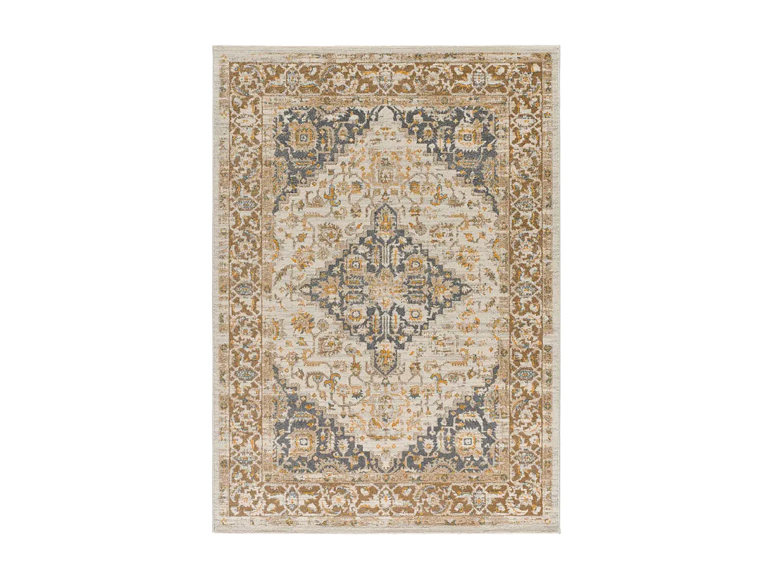 Laagpolig tapijt - vintage - beige / grijs - 80x150 cm - DELTA