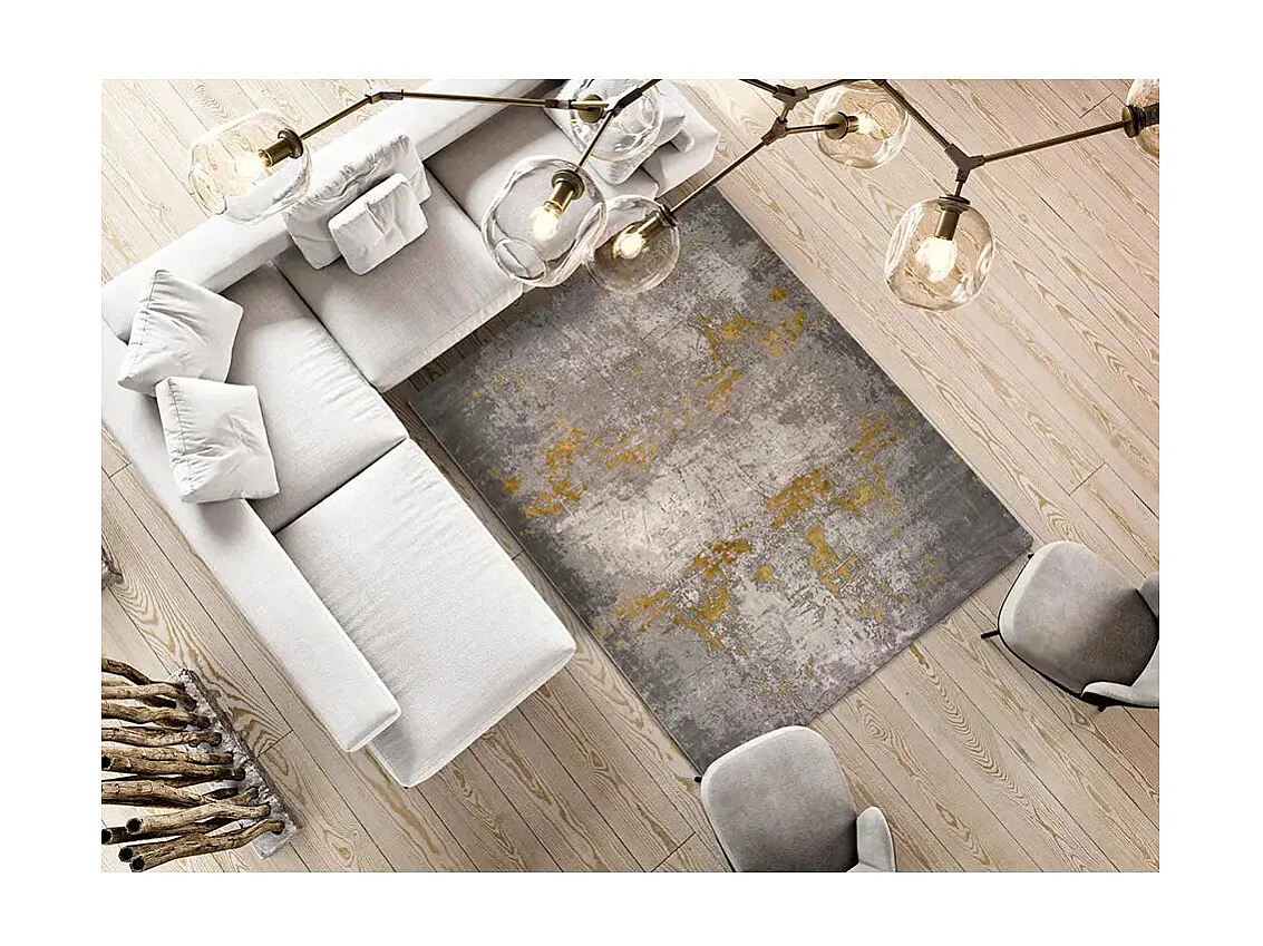 Tapis intérieur - abstrait - gris / moutarde - 60 x 120 cm - MESINA