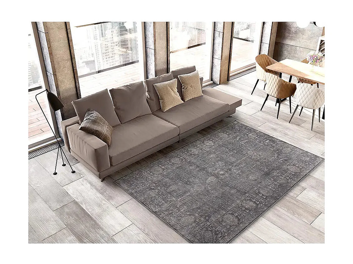 Tapis intérieur - vintage - gris - 140 x 200 cm - LARA NEW