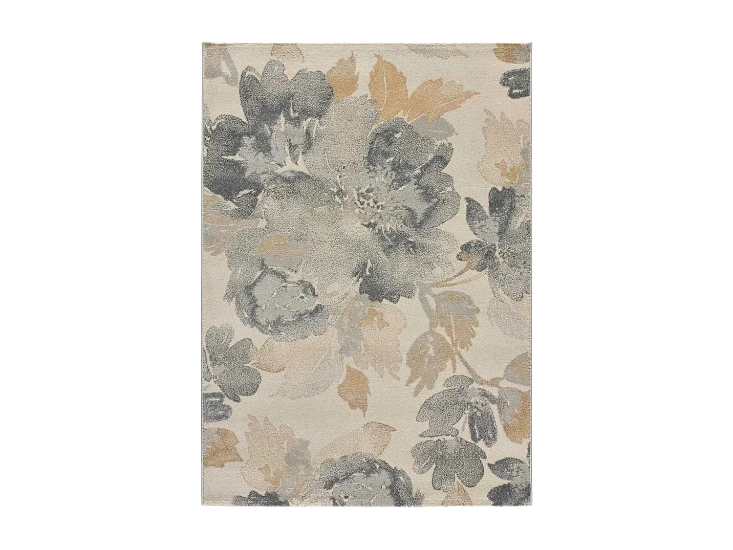 Laagpolig tapijt - bloemmotieven - grijs / beige - 160x230 cm - FLORES SUNSET