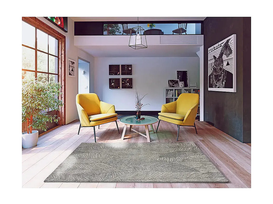 Tapis intérieur - floral - gris - 160 x 230 cm - HOJAS SUNSET