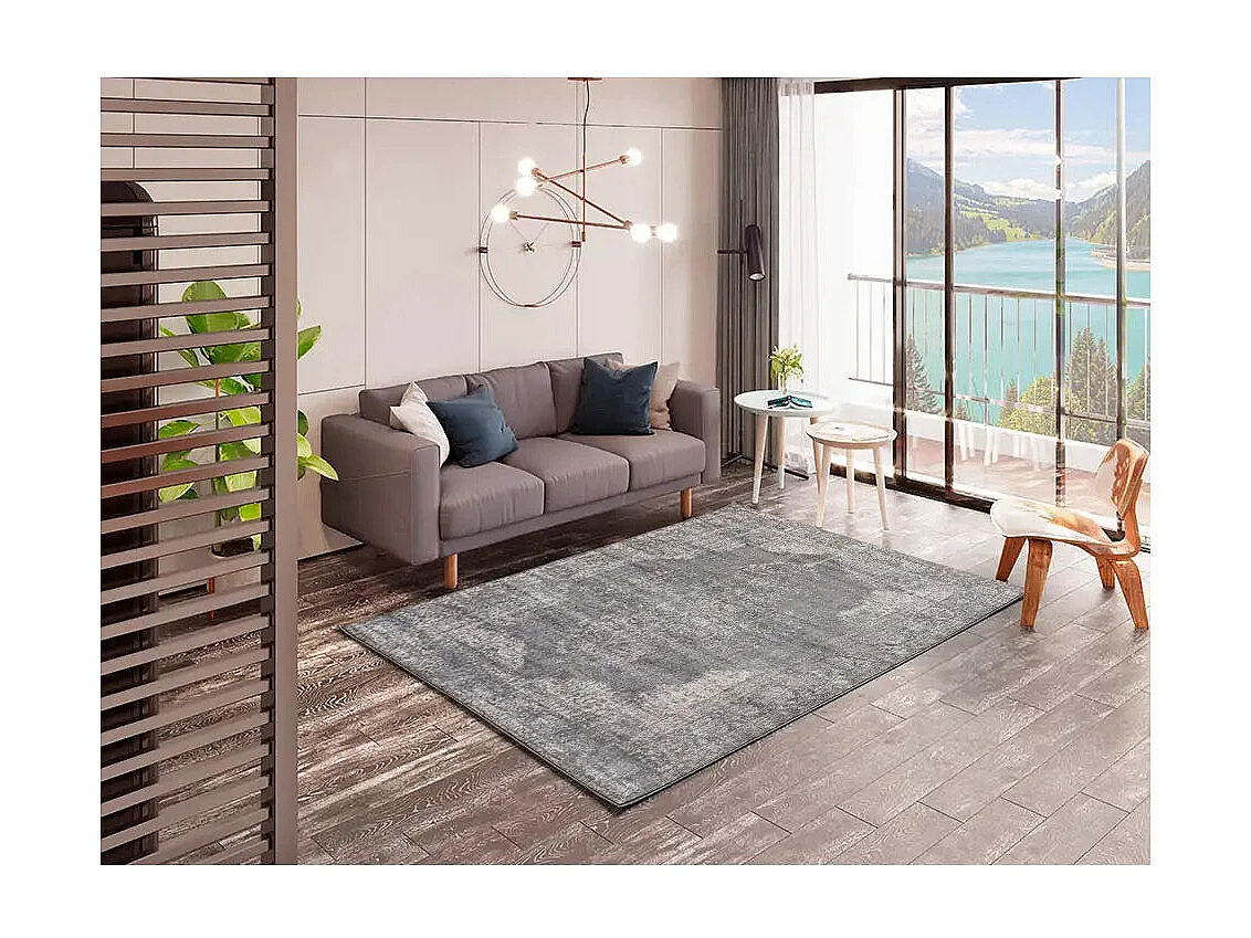 Kurzflorteppich - vintage - grau - 160x230 cm - LARA VINTAGE