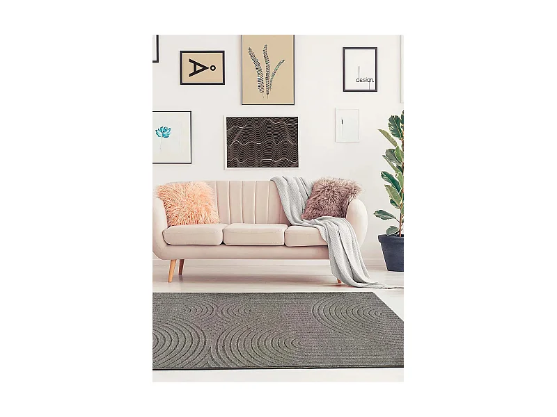 Tapis intérieur - scandinave avec relief - gris - 200 x 290 cm - LINA