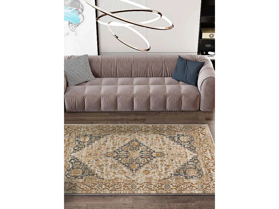 Tappeto interno - vintage - beige / grigio - 133 x 190 cm - DELTA