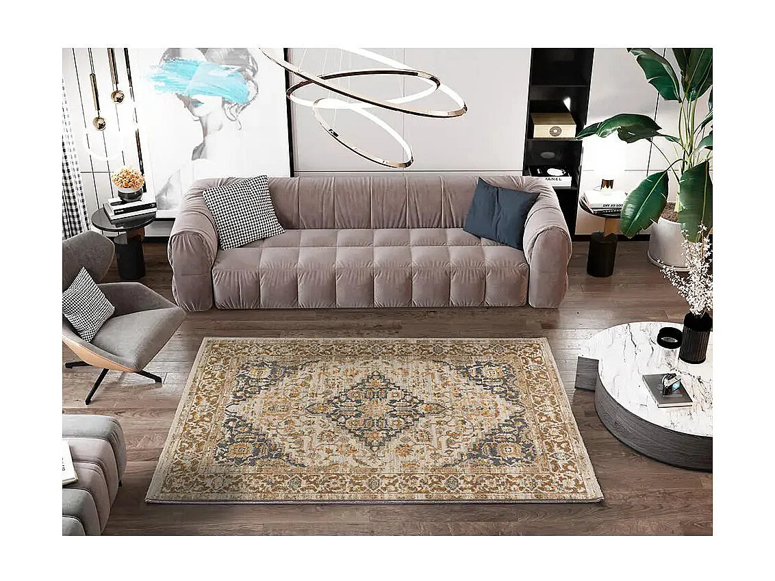 Tappeto interno - vintage - beige / grigio - 133 x 190 cm - DELTA