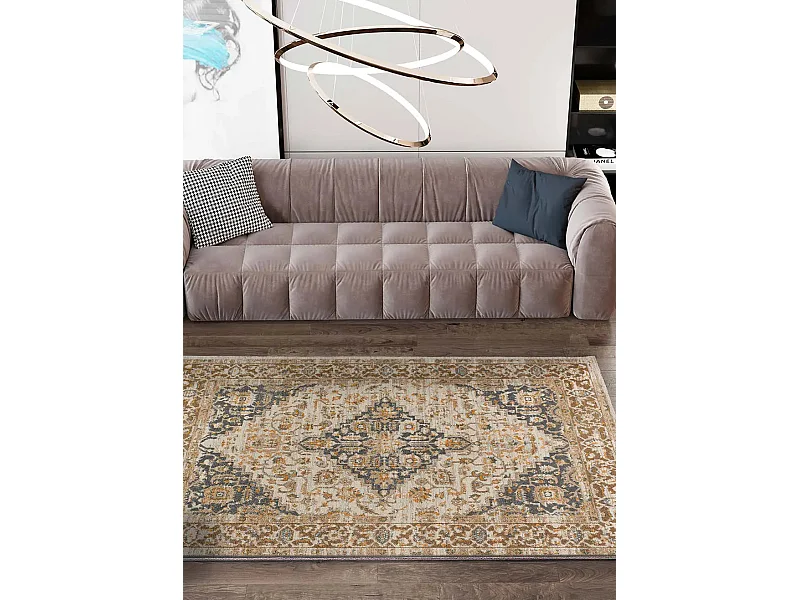 Alfombra interior  - vintage - beige / gris - 133 x 190 cm - DELTA