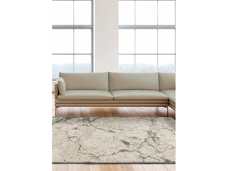 Tapis intérieur - effet marbre - gris / blanc - 80 x 150 cm - SENSATION MARM