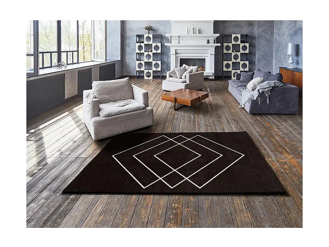 Tapis intérieur - géométrique - noir - 160 x 230 cm - BREDA