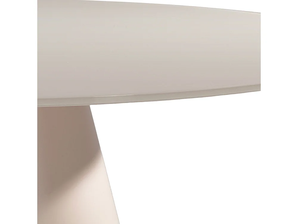 Celeste - Table à manger 4 personnes ronde en verre trempé et métal ø120cm - Beige