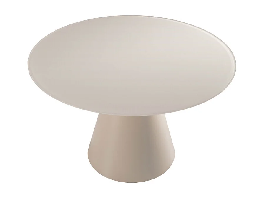 Celeste - Table à manger 4 personnes ronde en verre trempé et métal ø120cm - Beige