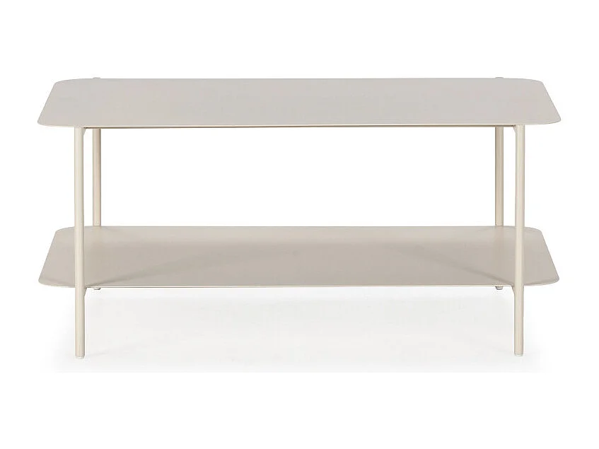 Judith - Table basse rectangulaire en métal à double plateau - Beige