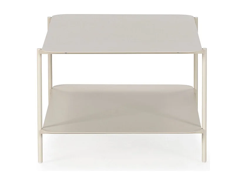 Judith - Table basse rectangulaire en métal à double plateau - Beige