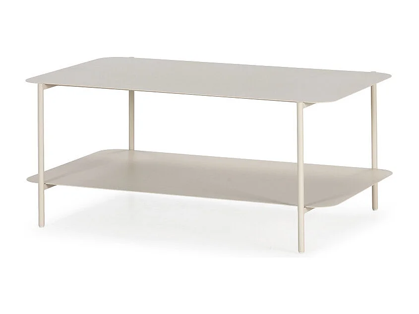 Judith - Table basse rectangulaire en métal à double plateau - Beige
